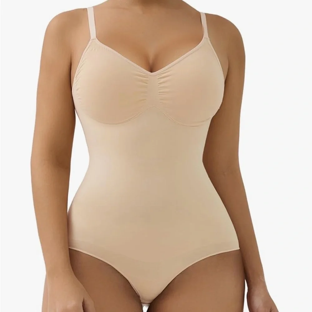 NWT SHAPERX Seamless Shapewear, Waist Defining Thong Bodysuit with Tummy Control